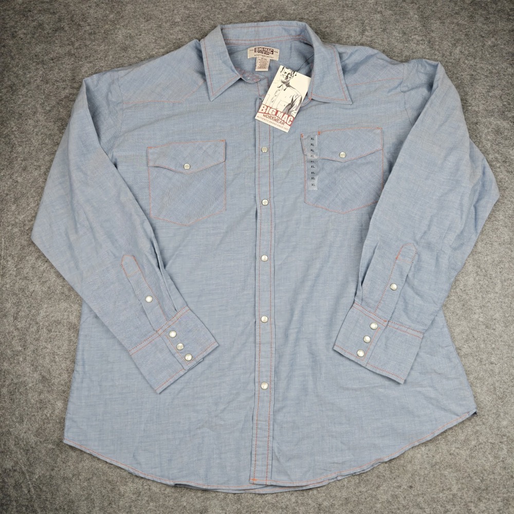 Vintage Big Mac Chambray Work Shirt Mens XL Blue Long Sleeve JC Penney NWT VTG